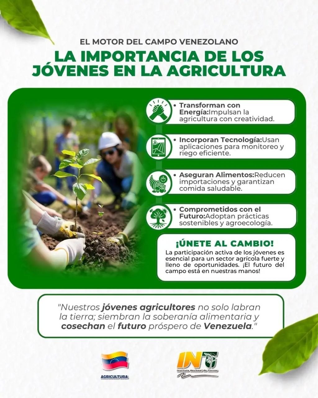 Jóvenes venezolanos impulsan el desarrollo agrícola nacional con tecnología y prácticas sostenibles